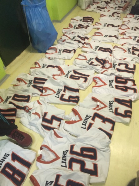 Laying out jerseys pregame